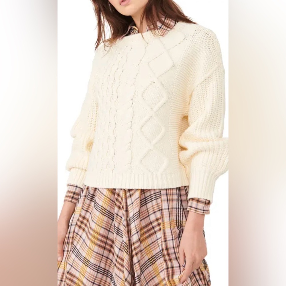 NWT FREE PEOPLE DREAM CABLE CREWNECK SWEATER